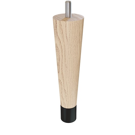 Designs Of Distinction 6" Round Tapered Leg with bolt and 1" Flat Black Ferrule - Ash 01240006ASWR6